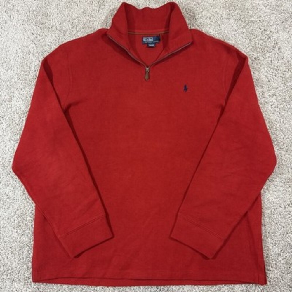 Ralph Lauren Men's Red Quarter-Zip Sweater